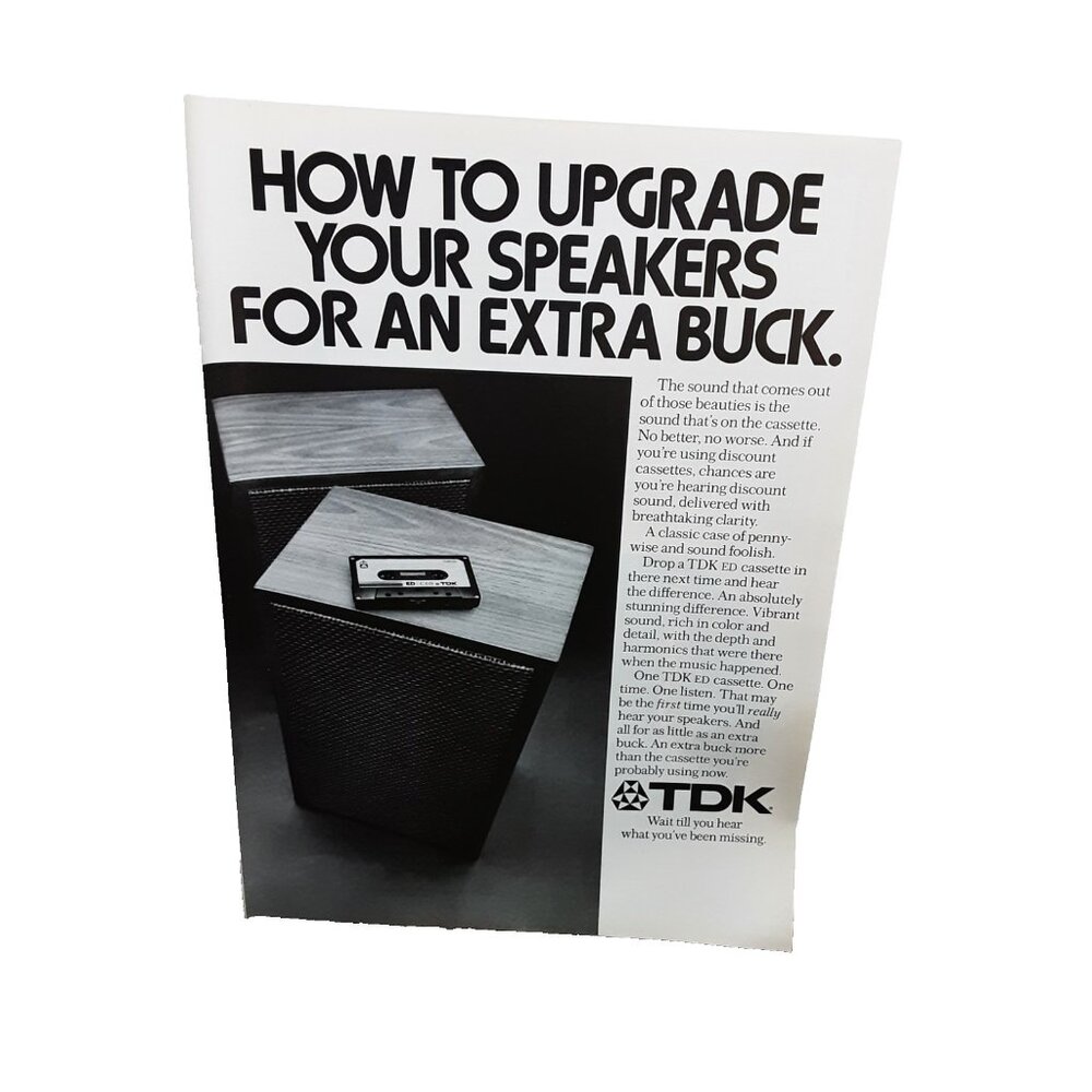 1974 TDK Cassette Tape Print Ad Upgrade Speakers Vintage Audio Advertising